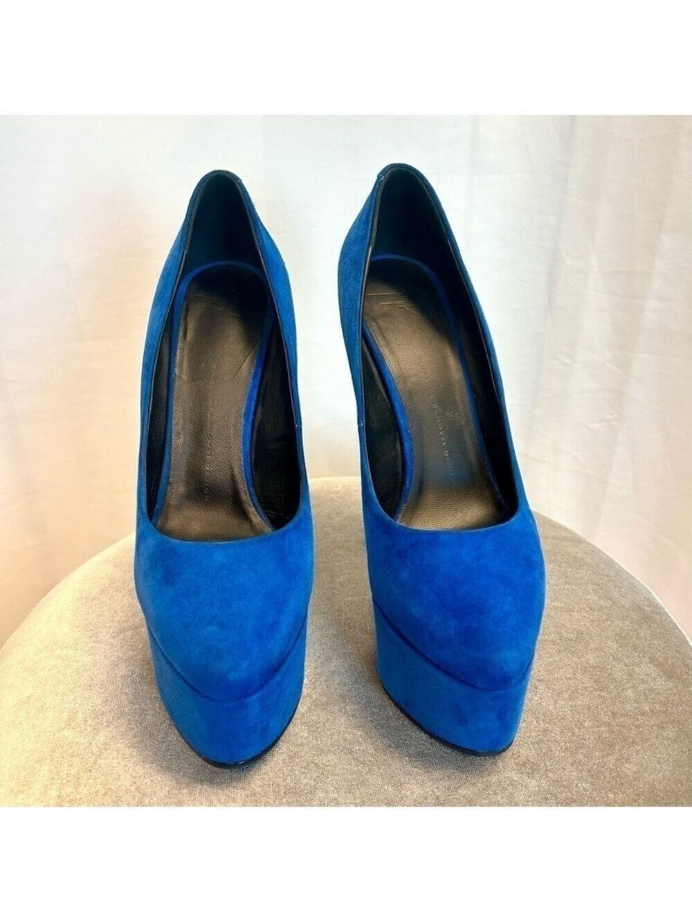 Giuseppe Zanotti blue suede Debra platform stiletto high heels Sz 39 - Picture 6 of 13